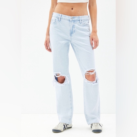 Pacsun Jordyn Low Rise Straight Leg Jeans Ripped Light Indigo Size 27 - Picture 1 of 12
